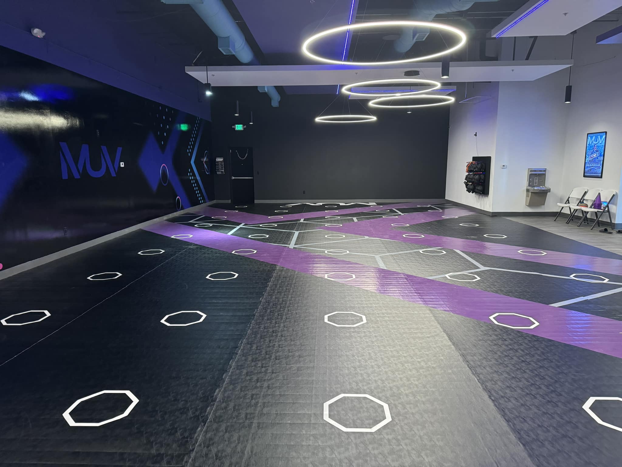 custom mats black, purple and white